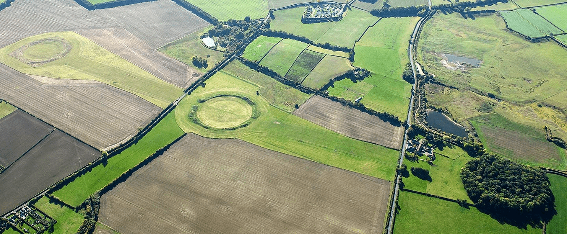 aeriel view of a triple henge